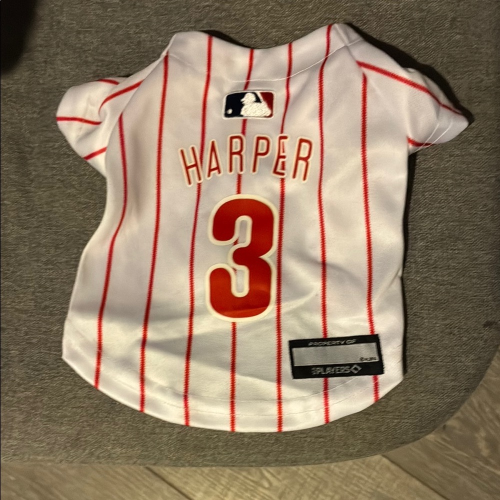 Dogs White & Red Pinstripe Baseball Jersey - Harper 3 size xs